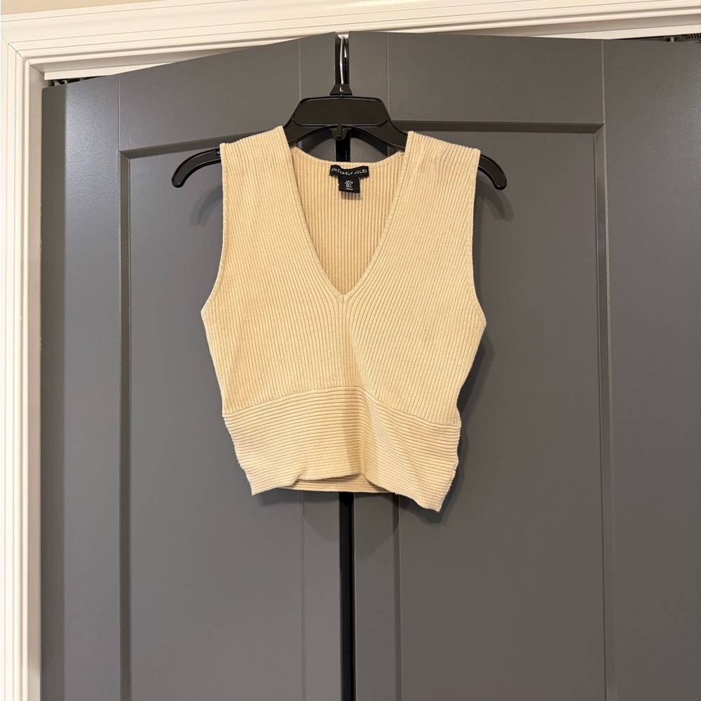 Sincerely Jules Cream Ribbed Crop Top